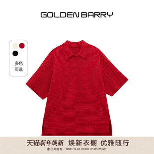 女针织衫 显瘦打底宽松半开领polo衫 246443 短袖 金和百瑞25秋新款