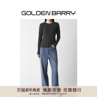 圆领T恤女202368 实穿百搭100%羊毛长袖 GOLDEN BARRY金和百瑞秋季