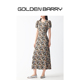 人丝连衣裙女301248 设计感韩系碎花泡泡袖 GOLDEN BARRY经典