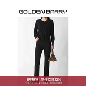 GOLDEN BARRY金和百瑞秋冬单品温柔软糯圆领100%羊毛开衫 女241167