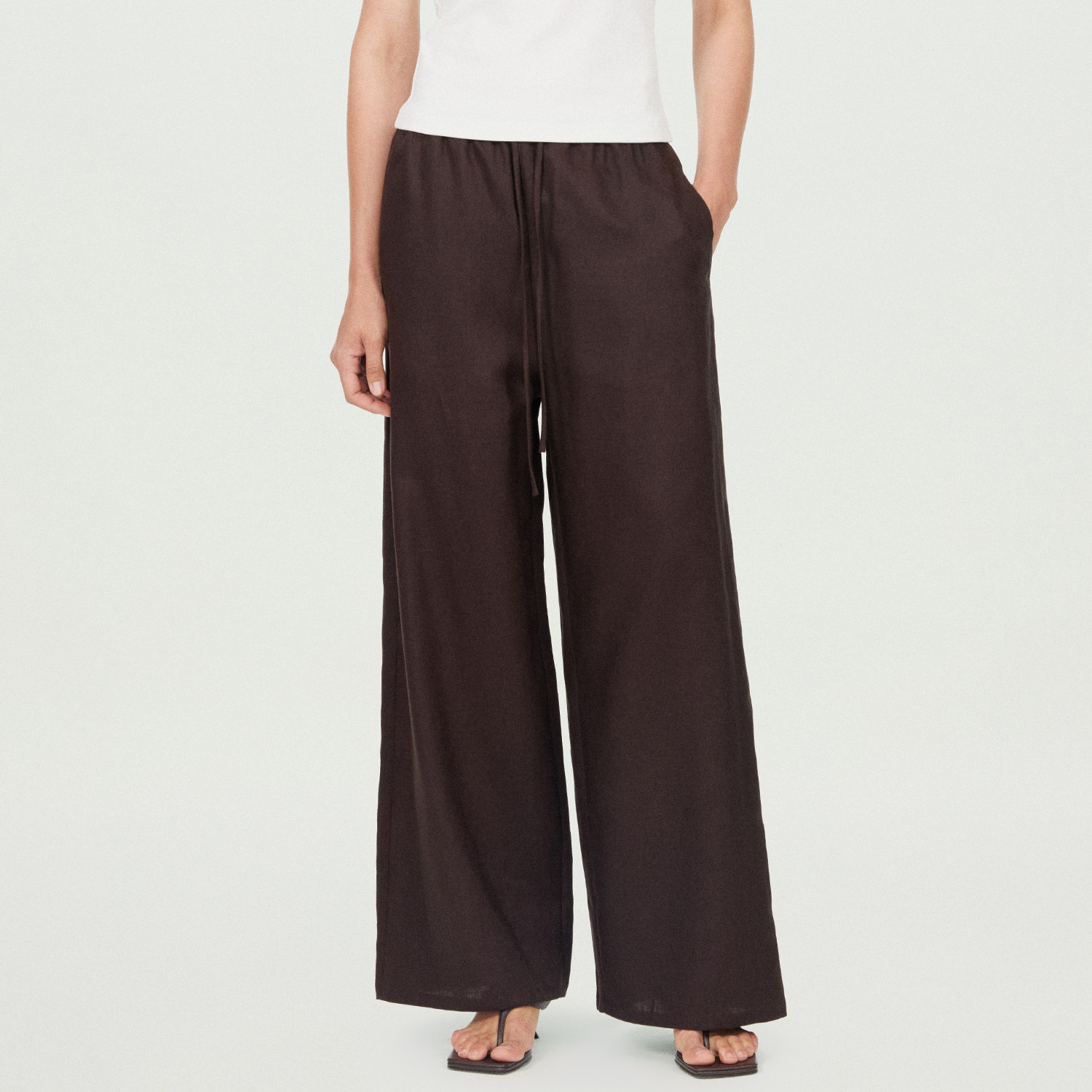 GOLDEN BARRY26春亚麻通勤极简松弛老钱风休闲垂感阔腿