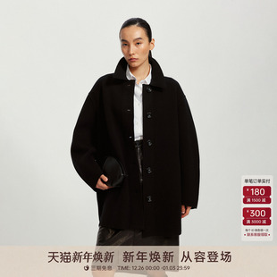 BARRY25冬经典 GOLDEN 高级黑廓型翻领通勤针织外套241301 羊毛