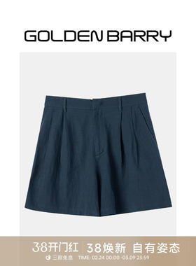 GOLDEN BARRY金和百瑞日常百搭简约休闲通勤清凉感亚麻短裤561093