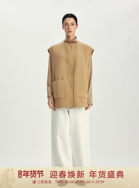 【100绵羊毛】GOLDEN BARRY25冬经典圆领双口袋双面呢马甲144010