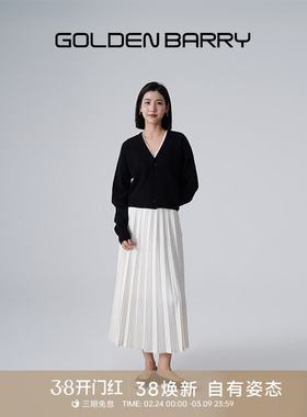GOLDEN BARRY金和百瑞2025年新款百搭高腰经典设计师百褶裙310004