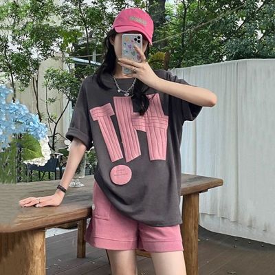 网红宽松短袖T恤套装女夏季2025