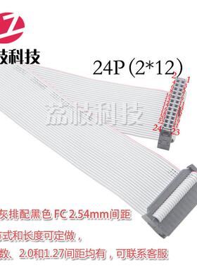 FC-24P灰色排线24芯24Pin排线2.54间距2*12P双排 压好IDC牛角插头