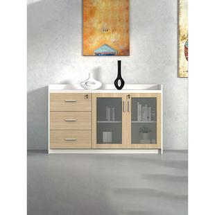 办公文件柜矮柜储物柜木质长条办公室资料柜茶水柜带锁地柜组合