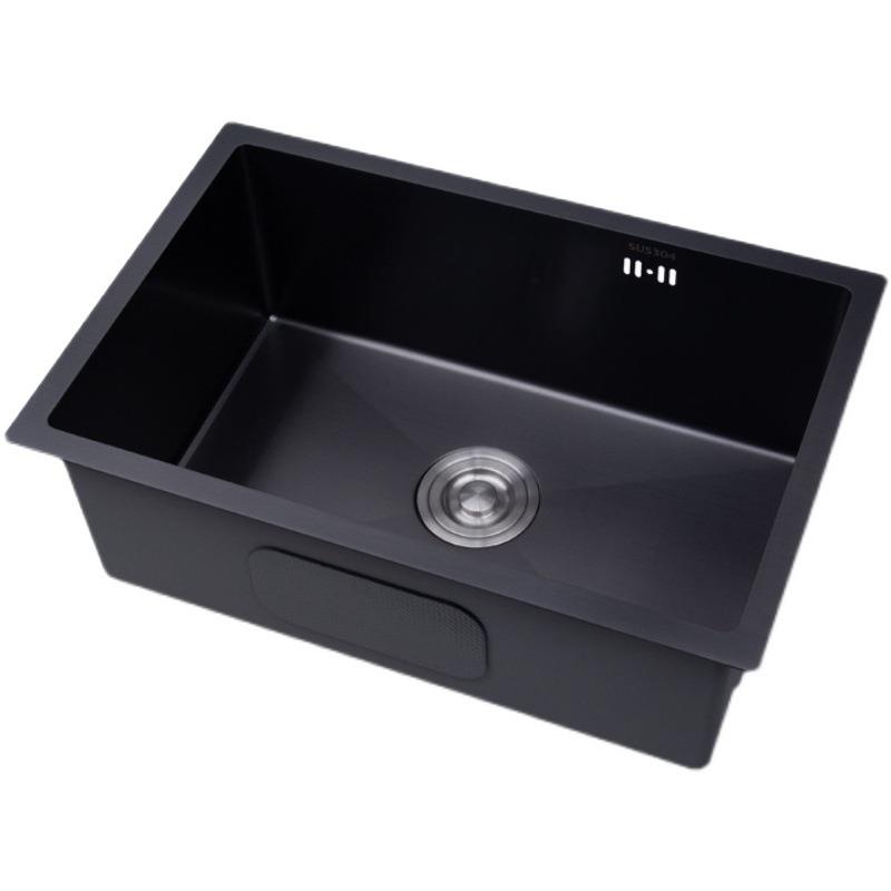 厨房洗菜盆304不锈钢黑色纳米水槽大单槽小尺寸手工加厚洗碗池
