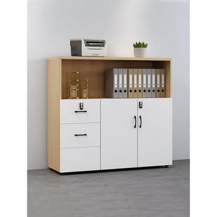 办公室矮柜文件柜木质打印机底座柜资料档案储物收纳带锁隔断边柜