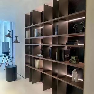 不锈钢金属展示柜层板柜嵌入式实心钢板书柜书架一体靠墙层板定制