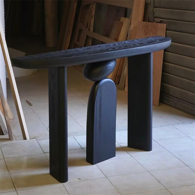 需定制中古实木玄关桌小户型窄案台设计师客厅靠墙端景台白蜡木长