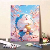 速发春填哆油数字油画手工啦彩画日充涂色画高级感丙烯手绘装 饰画