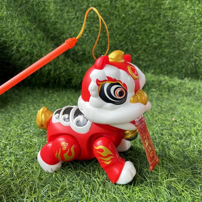 速发元宵节送宝宝电动眨眼摇摆国潮舞狮音乐炫彩投影灯光创意醒狮