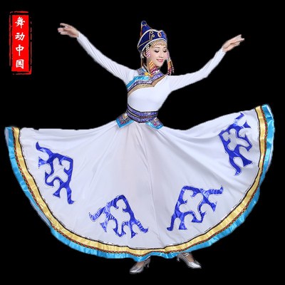速发蒙服舞蹈服装成人民族风少数民族表演古蒙古摆大族裙蒙族演出