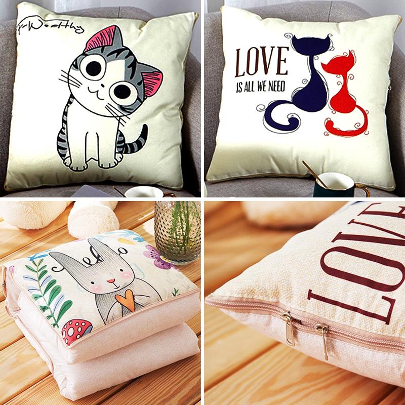 亚麻抱枕被两用靠背垫沙发汽车载小夏凉被子二合一办公室午睡四季