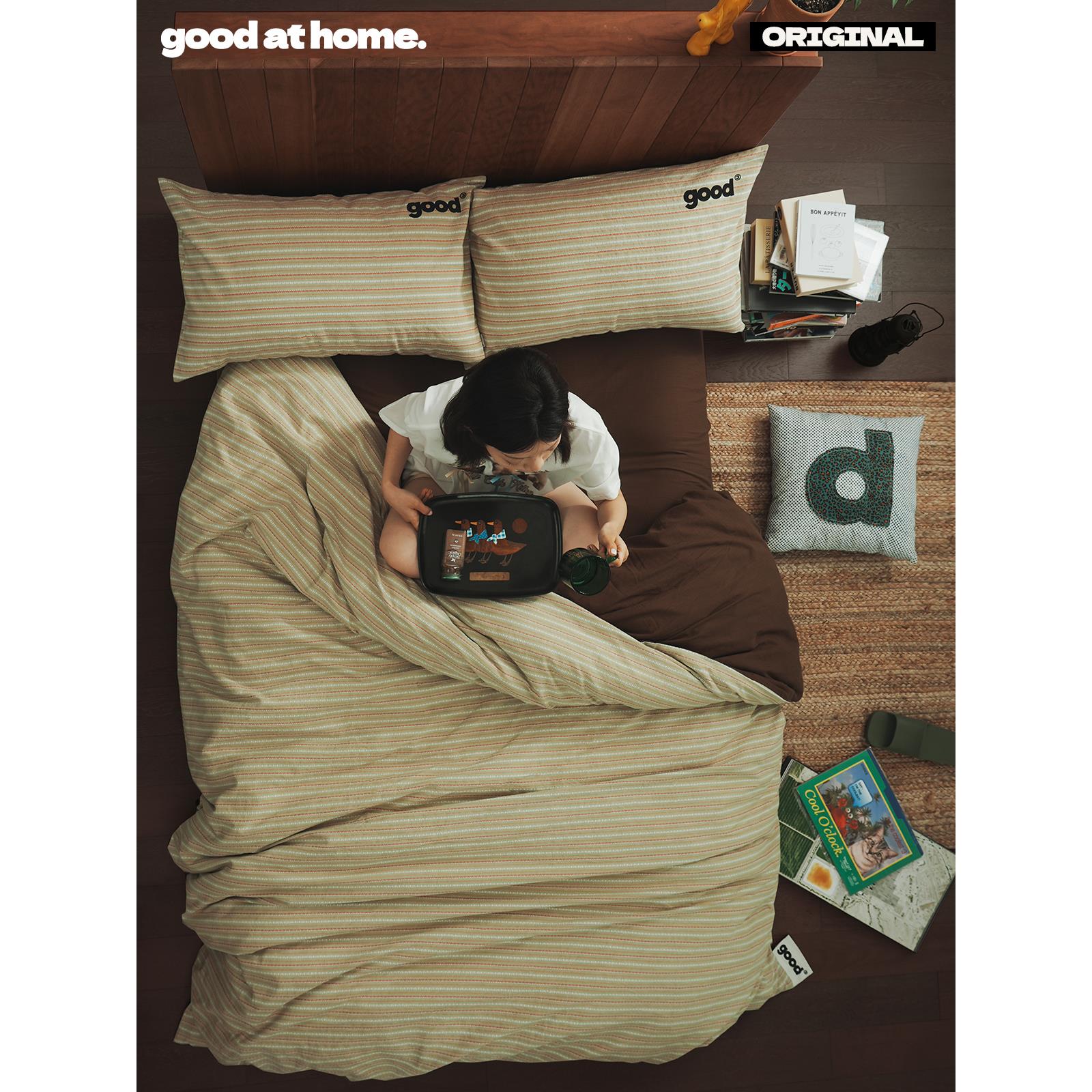 美丽的商店在家里四件套100棉家庭纺纱色织水洗覆古风格