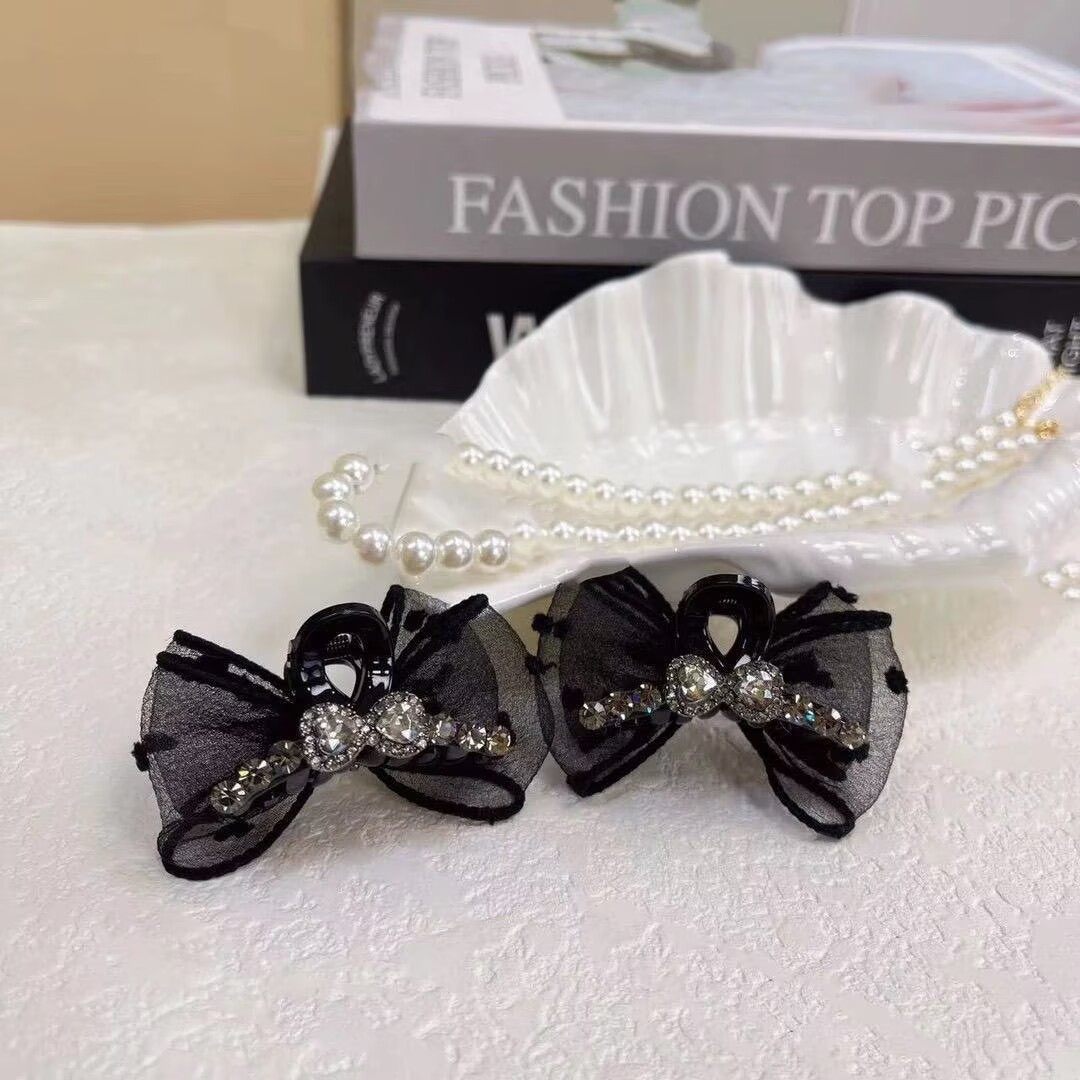 高级感蝴蝶结钻钻公主小抓夹气质甜美刘海侧边夹发夹前额头饰发卡