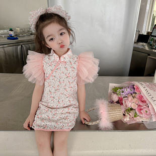 女童连衣裙夏红色时髦童装 儿童 舒服公主裙小众服饰经典 甜美夏款