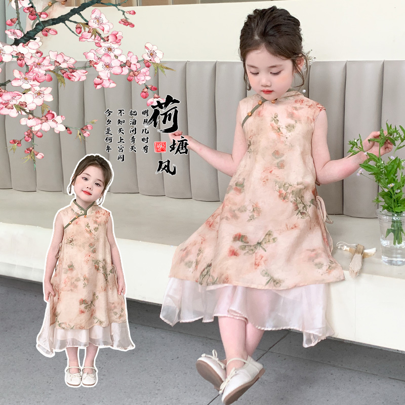 女童无袖连衣裙2025新款超美夏装中长款公主裙服饰气质高级感超仙
