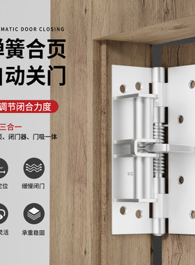 多功能闭门器自动关门铰链回弹缓冲装置弹簧隐形铰链90度直角定位