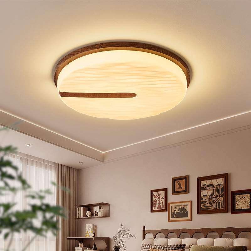 奶油风吸顶灯中古风胡桃木色高级感房间灯简约温馨护眼书房卧室灯,3C数码配件,USB灯,淘宝优惠券,粉丝福利购,淘宝优惠卷