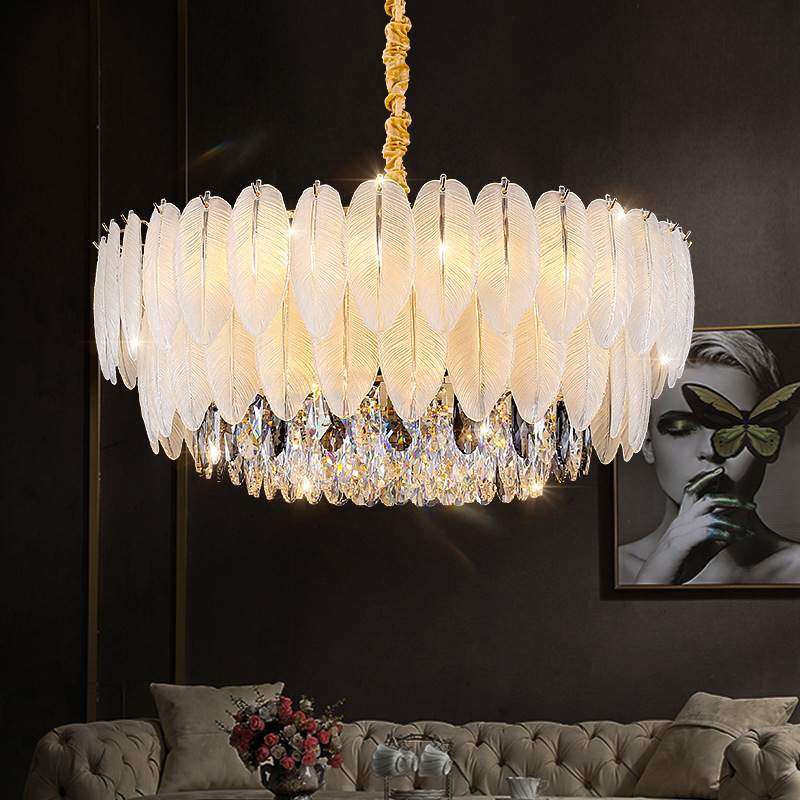 法式轻奢羽毛水晶吊灯客厅灯简约网红奶油风卧室餐厅创意羽毛灯饰,3C数码配件,USB灯,淘宝优惠券,粉丝福利购,淘宝优惠卷
