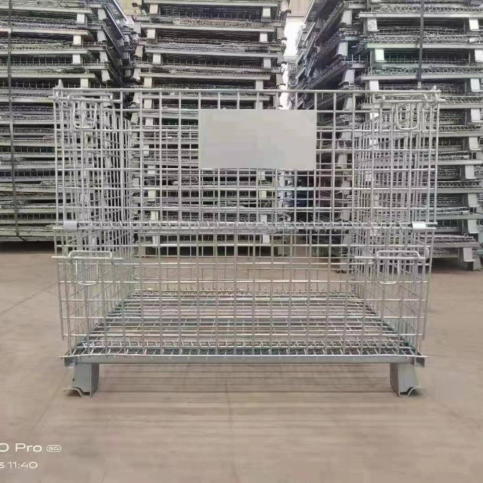 仓储笼折叠铁框铁网格网蝴蝶笼物流台车周转箱铁笼网格快递分拣笼