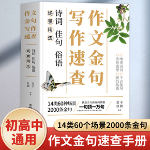 作文金句写作速查手册 作文素材高考版初中版语文中考高中作文素材金句摘抄速查宝典大全名人名言金句与使用诗句佳句俗语写作大全
