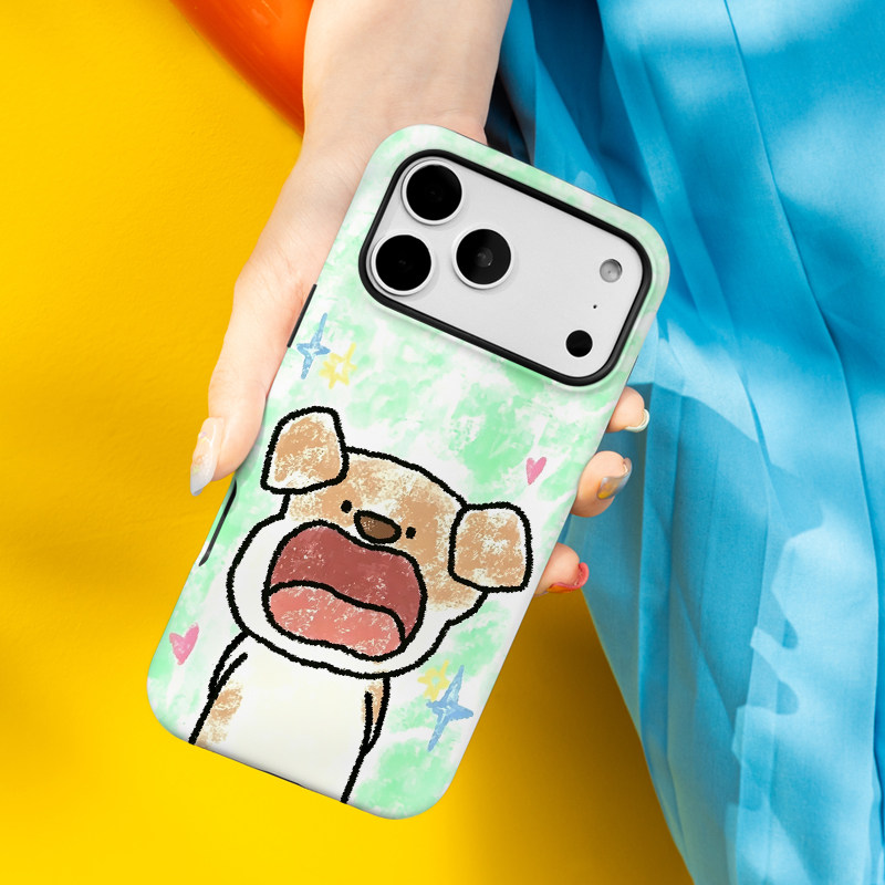 小清新「手绘大嘴狗」二合一菲林壳适用于iphone17promax手机壳苹果17新款17pro可爱16promax简约16pro情侣16