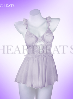 Heartbeats 情趣睡衣性感网纱薄款带胸垫纯欲透视蕾丝吊带睡裙女