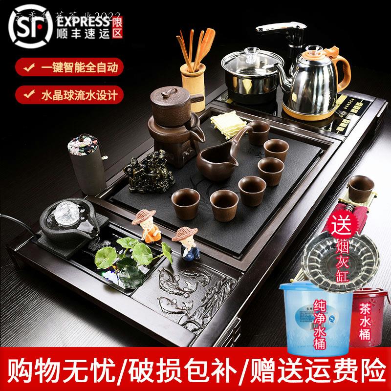 泡茶茶具套装家用客厅茶盘全自动一体流水实木茶台烧水壶功夫茶道