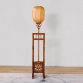 新中式 红木全实木明清仿古南榆木家具雕花床头柜落地伸缩灯架脚踏