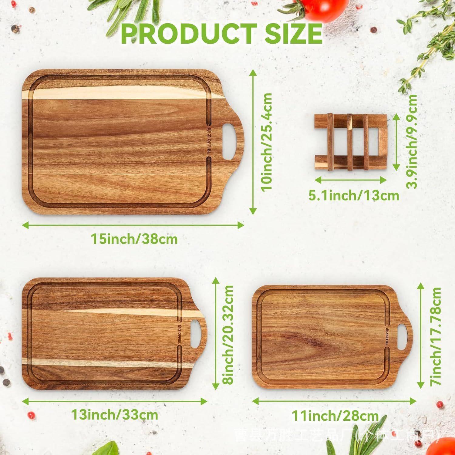 跨境厚切菜板相思木带深槽托盘实木带支架水果奶酪砧板带把手菜板