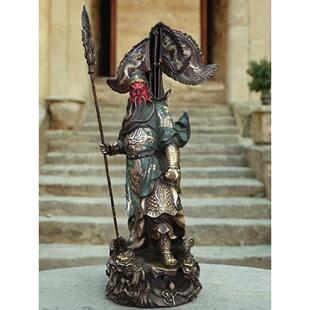 关公铜像纯铜九龙关公立刀热色家公司拜招财镇屋关帝财神铜像