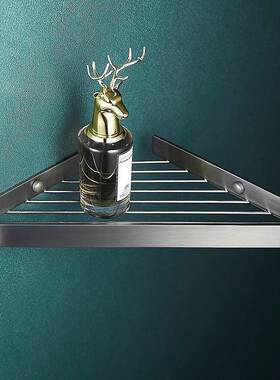 枪灰色全铜实心拉丝三角网篮浴室三角壁挂置物架全铜角篮转角架