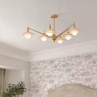 法式美式简约卧室主灯奶油风小客厅全铜玻璃设计师餐厅灯客厅吊灯