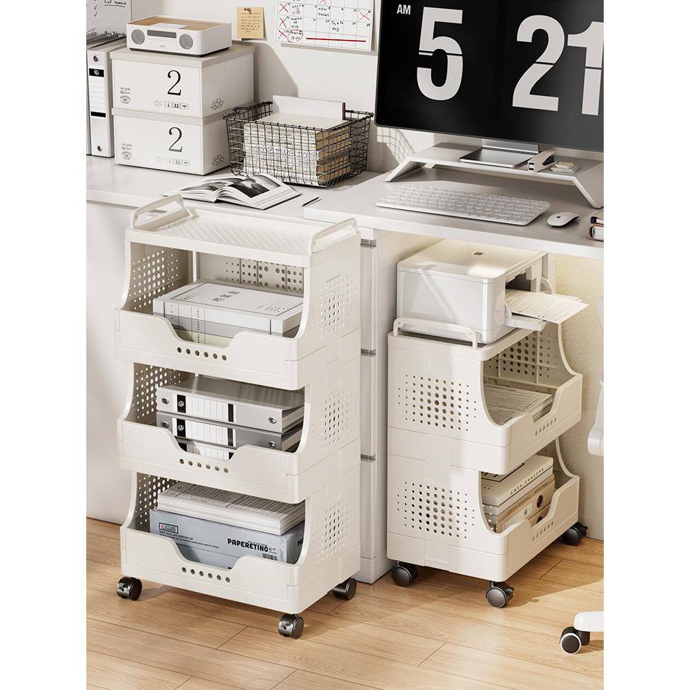 办公室打印机置物架落地小推车文件收纳架桌下多层可移动储物架子