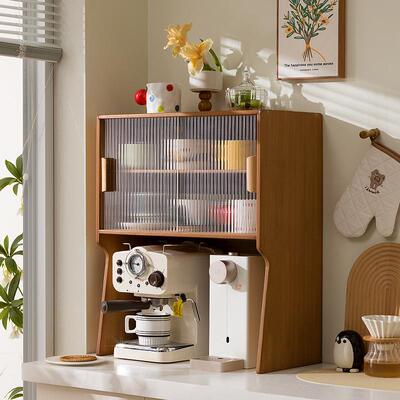 中古轻奢咖啡机置物架桌面水杯架带抽屉厨房调料收纳打印机置物架