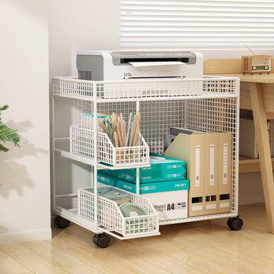 桌下打印机置物架家用办公室书桌放置柜多层增高支架工位文件收纳