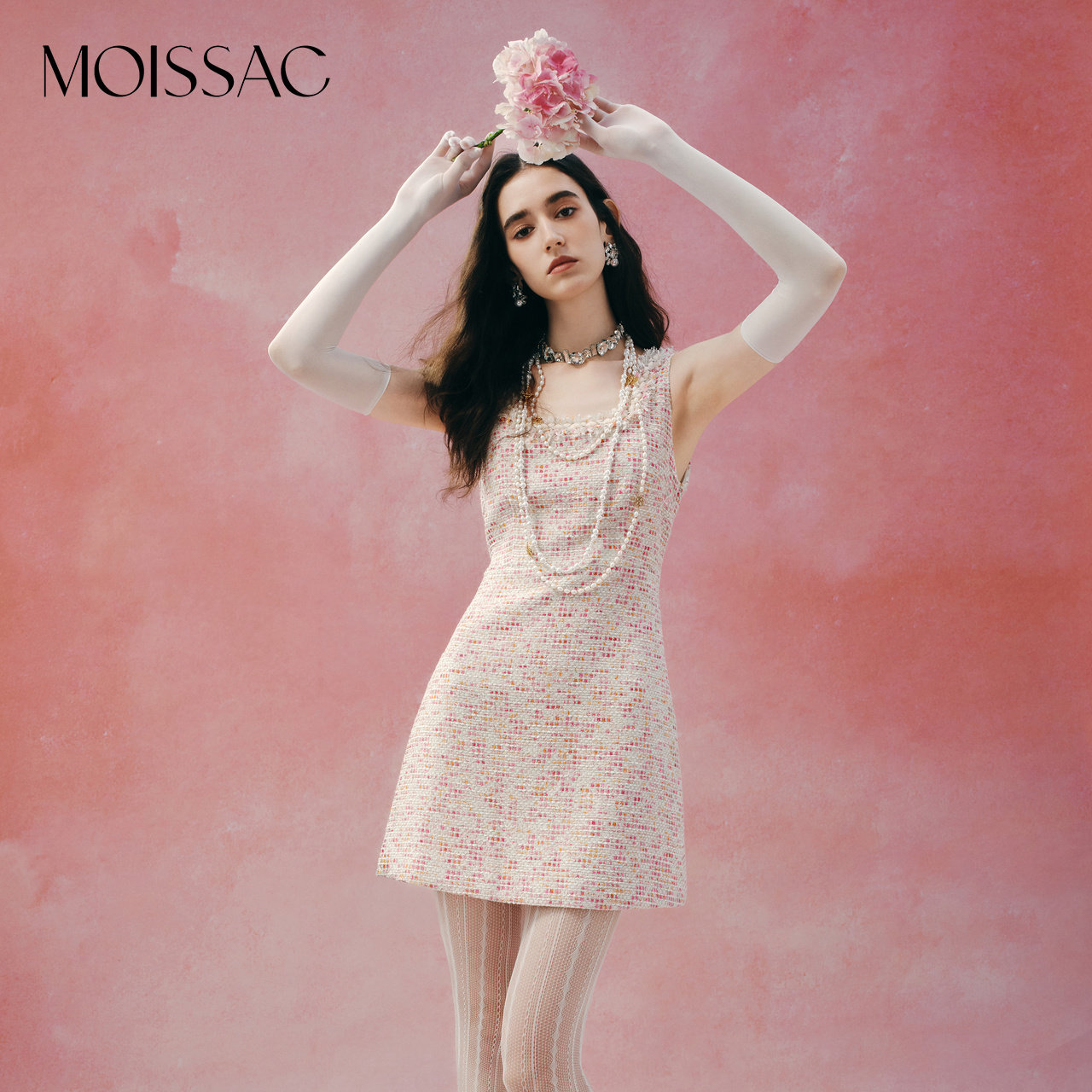 商场同款 摩萨克秋粗花呢无袖收腰印花小香风连衣裙女,女装/女士精品,连衣裙,淘宝优惠券,粉丝福利购,淘宝优惠卷