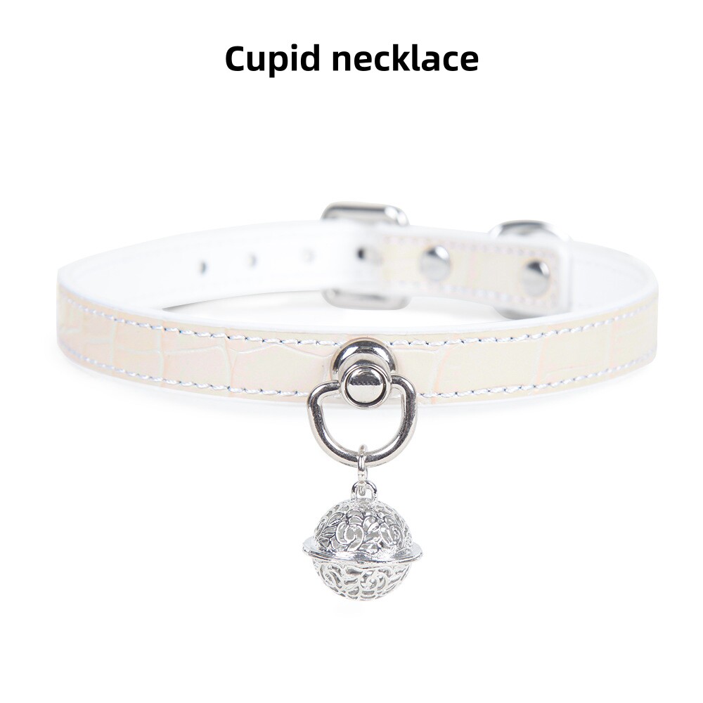 鳄鱼纹牛皮choker项圈puppy颈环带牵引链【Cupid necklace】