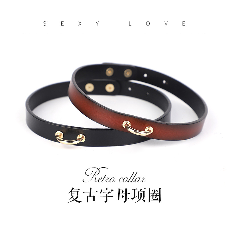 复古简约真皮颈环choker项圈