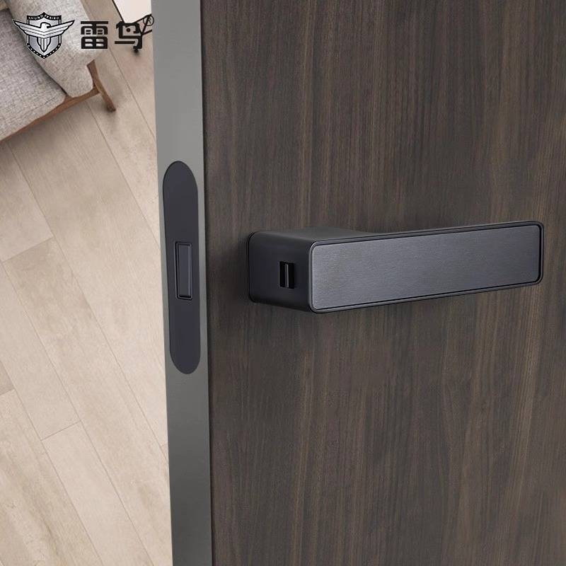 雷鸟隐形门专用锁室内卧室暗门单边锁隐藏式房间木门把手黑色锁具