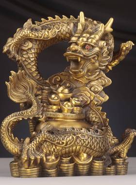 宝铜记0117铜龙摆件聚品宝盆龙杨铜龙工艺家居办公室聚盆盘龙