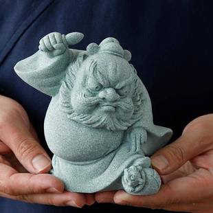 饰品可JIG 风精品青砂石钟馗抓鬼茶古宠养件摆创意家居客厅桌面装