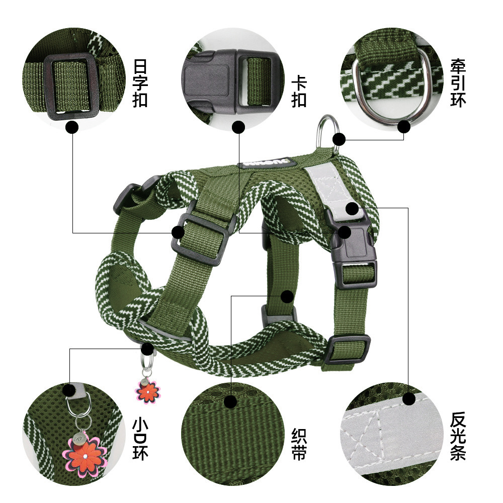 新款狗狗胸背带 多巴胺宠物胸背带反光透气宠物牵引绳宠物用品