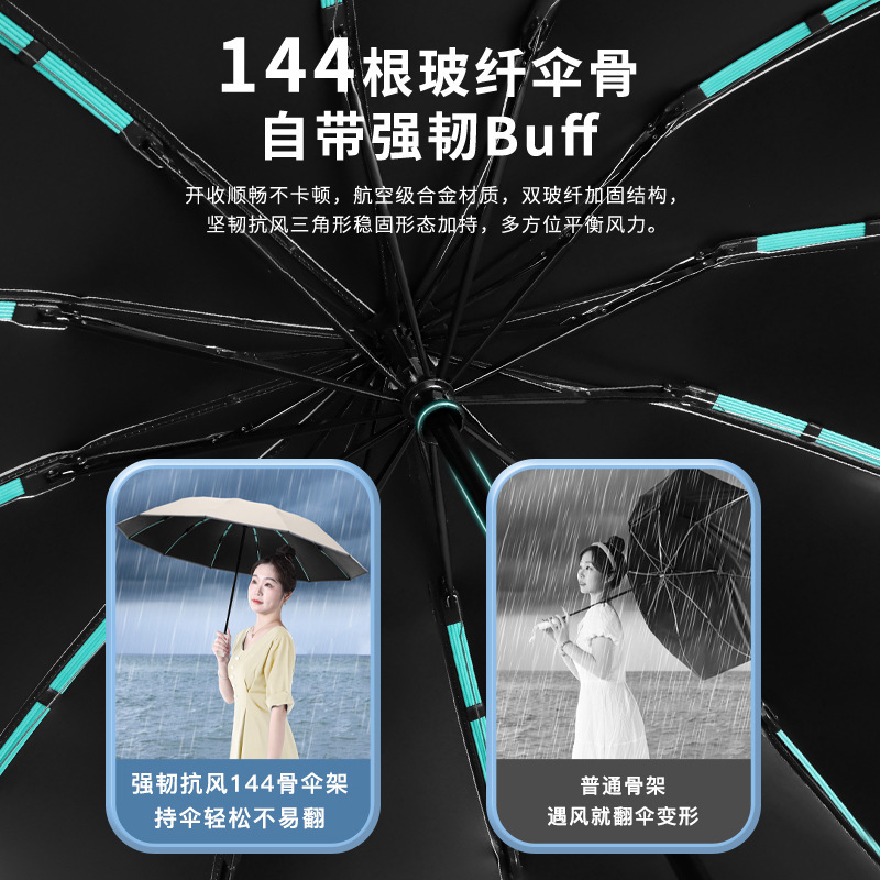 新款144骨全自动反向伞晴雨两用黑胶防晒紫外线遮阳太阳伞广告伞