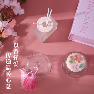 高级ins无火玻璃罩创意无烟香薰蜡烛礼盒香氛创意礼品伴手礼