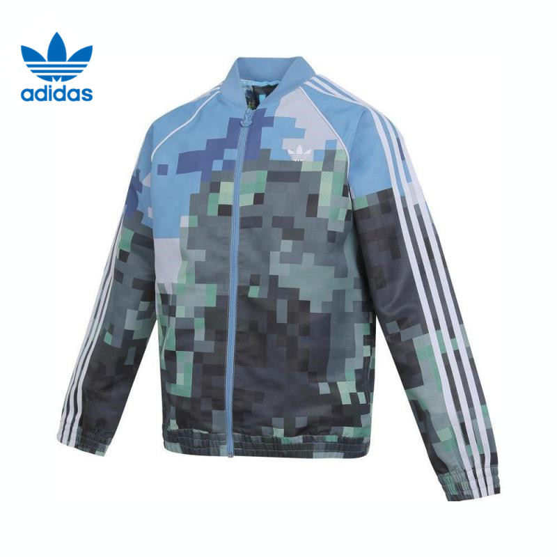 adidas阿迪达斯三叶草大童AOP TRAC运动健身夹克外套JZ9934